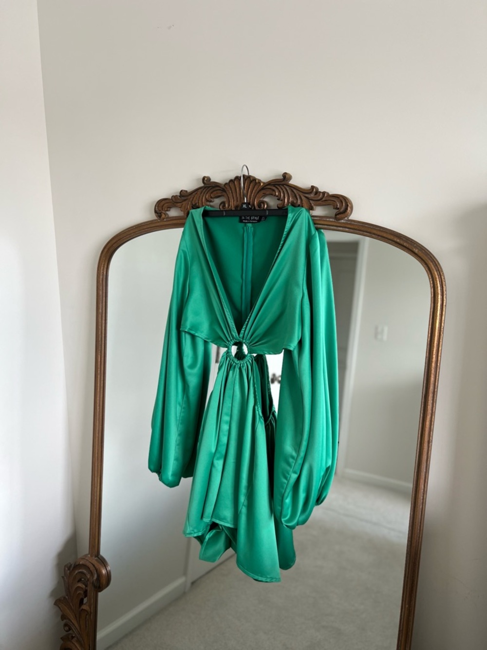 Emerald Green Mini Romper with Center Ring Detail